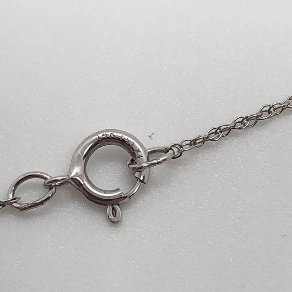 14k white gold blue sapphire and diamond pendant 14k chain necklace - Picture 8 of 10
